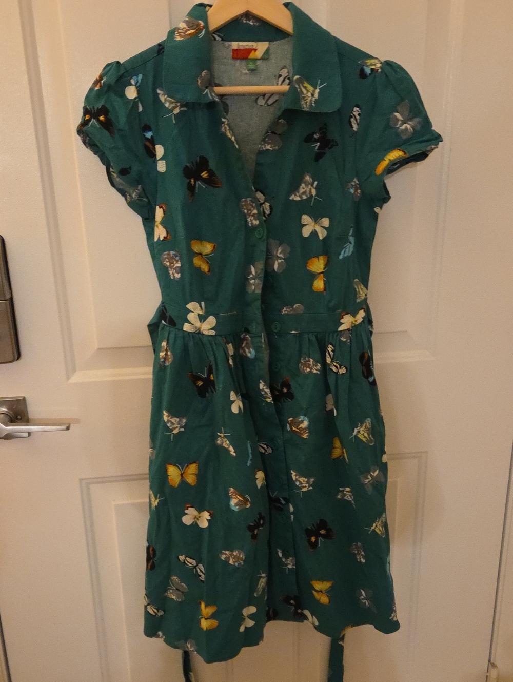 Fervour Green Butterfly Print Shirt Dress